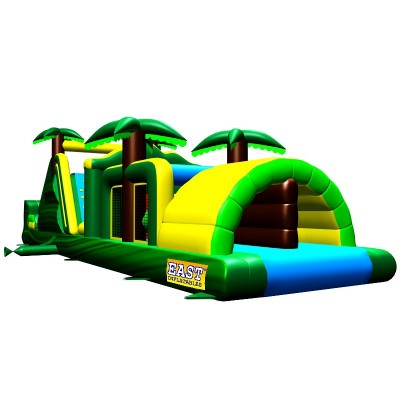 Backyard Tropical Bouncy Obstacle Course