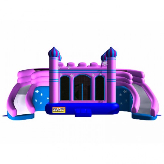 Pink Commercial Castle With Double Line Slide Pink Commercial Castle With Double Line Slide